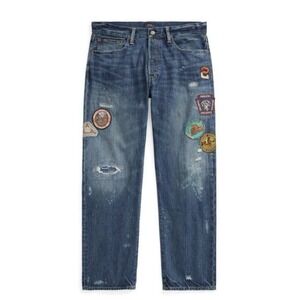 Polo Ralph Lauren Classic Fit Expedition Patches Blue Jeans Men's 40x30 NWT